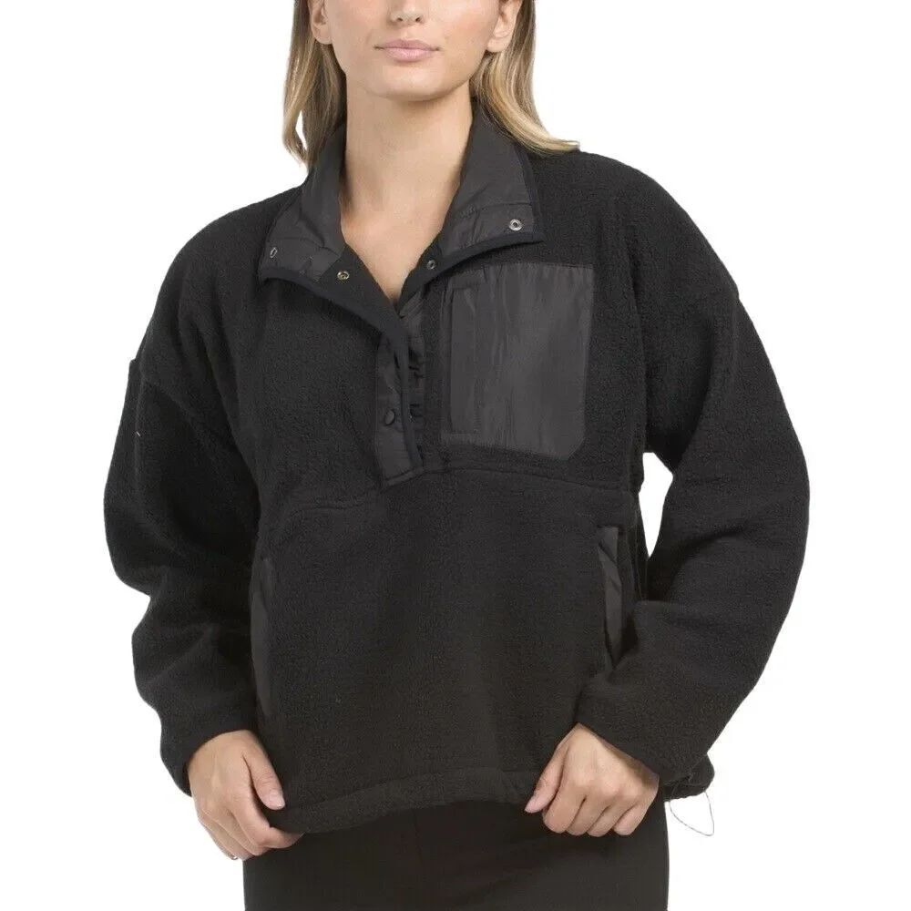 Anthropologie Willow the Label size L black fleece pullover.